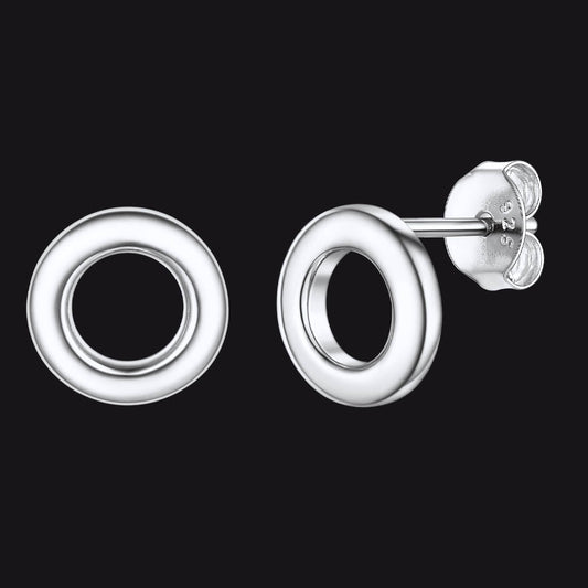 Sterling Silver Classic Circle Stud Earrings for