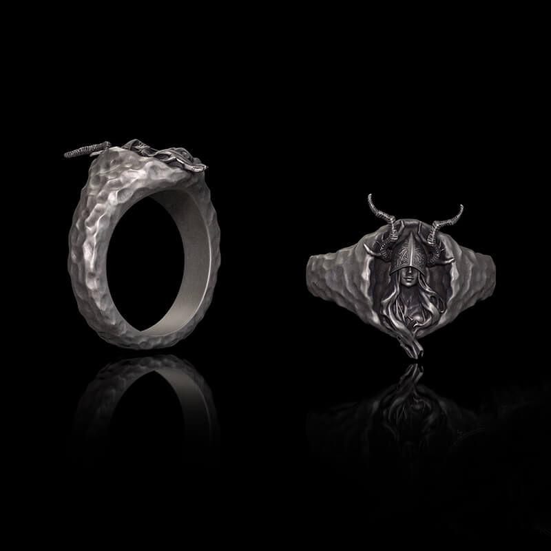 Horned Armor Witch Sterling Silver Ring