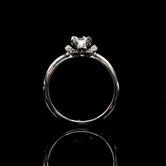 Horned Skull Inlaid Zircon Sterling Silver Ring