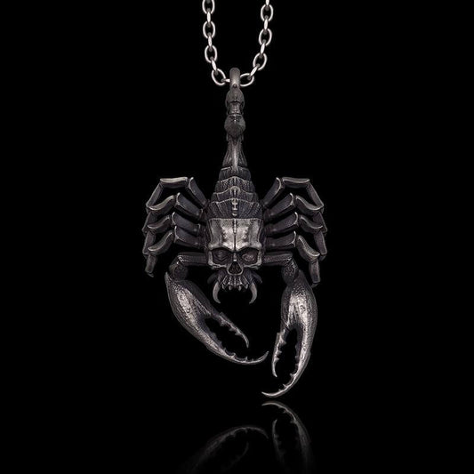 Horrible Skull Faced Scorpion Sterling Silver Pendant