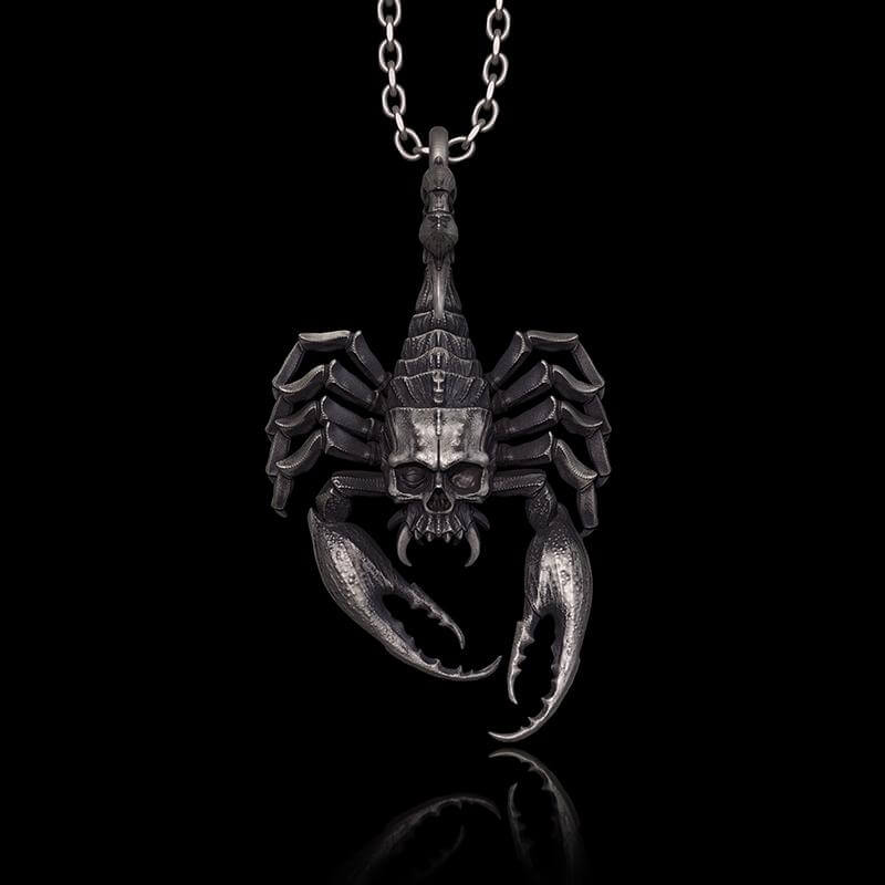 Horrible Skull Faced Scorpion Sterling Silver Pendant