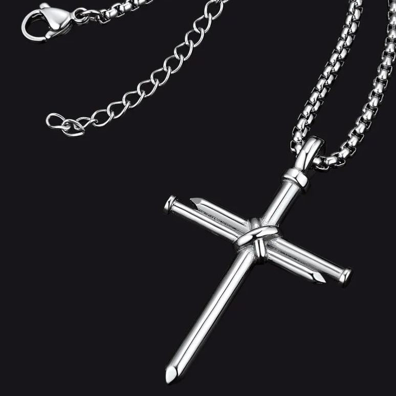 Christian Nail Cross Pendant Necklace for