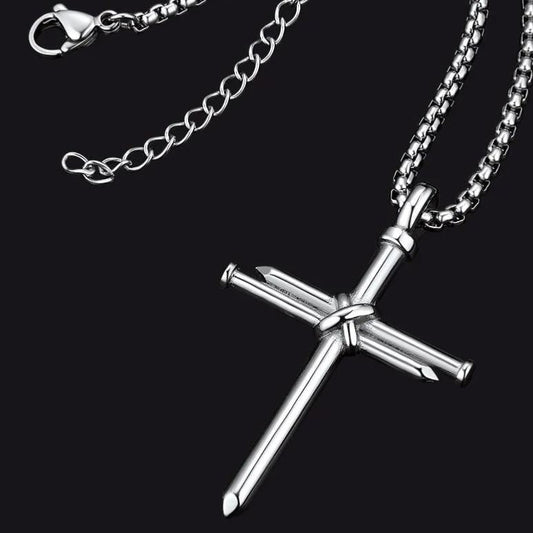 Christian Nail Cross Pendant Necklace for