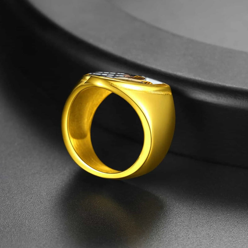 Customized Shield Signet Ring With Photo Memorial Gift for