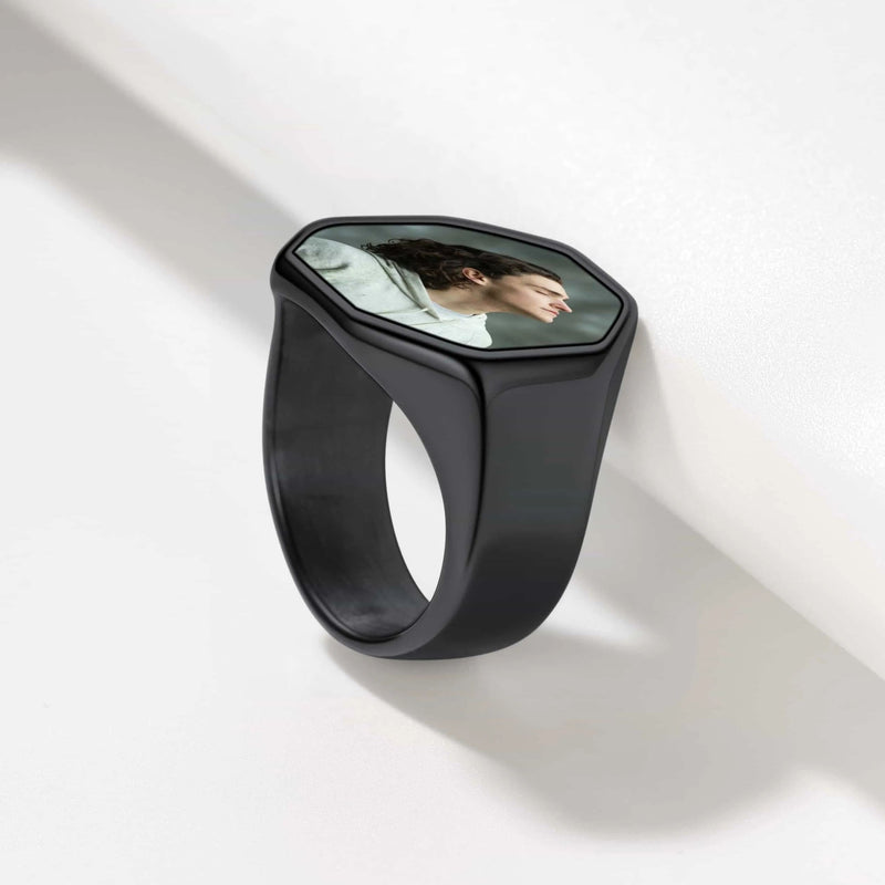 Personalized Octagon Signet Ring With Photo for