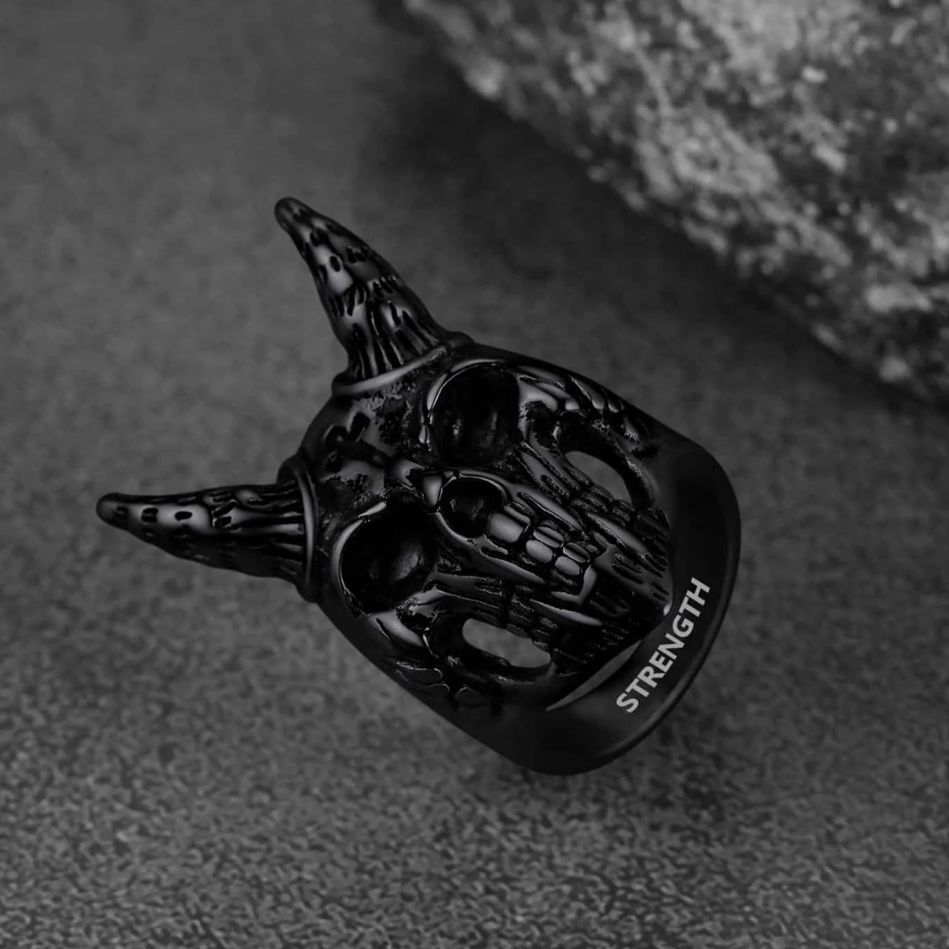 Satanic Baphomet Goat Skull Head Ring for