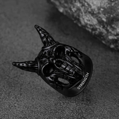 Satanic Baphomet Goat Skull Head Ring for