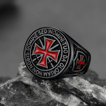 Red Knights Templar Cross Ring for