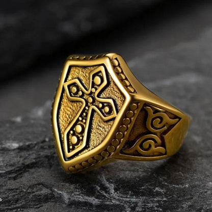 Shield Crusader Templar Cross Stainless Steel Ring for
