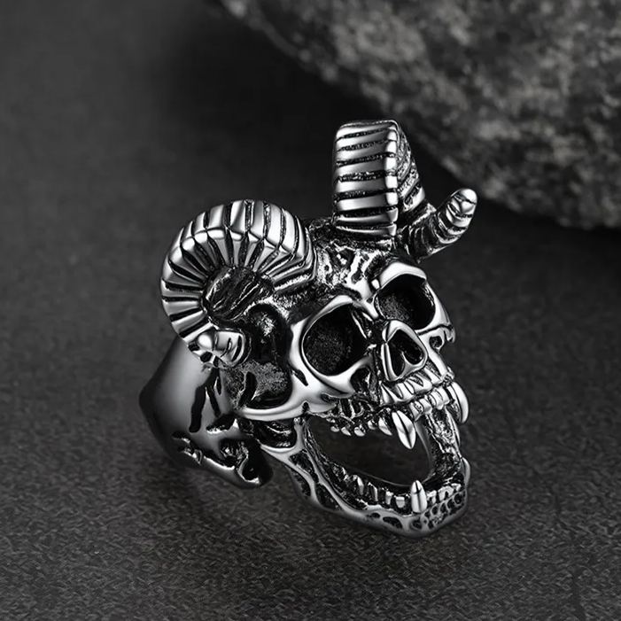 Satanic Baphomet Goat Skull Ring for