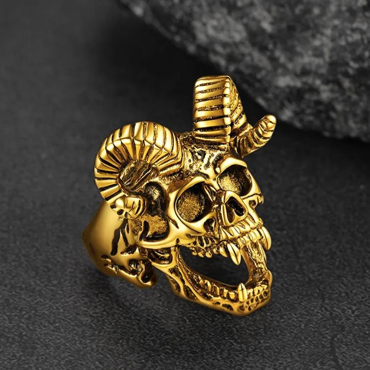 Satanic Baphomet Goat Skull Ring for