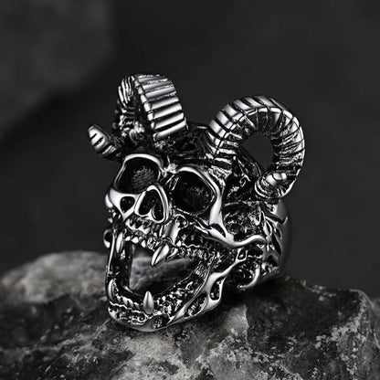 Satanic Baphomet Goat Skull Ring for