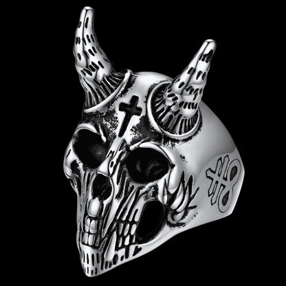 Satanic Baphomet Goat Skull Head Ring for