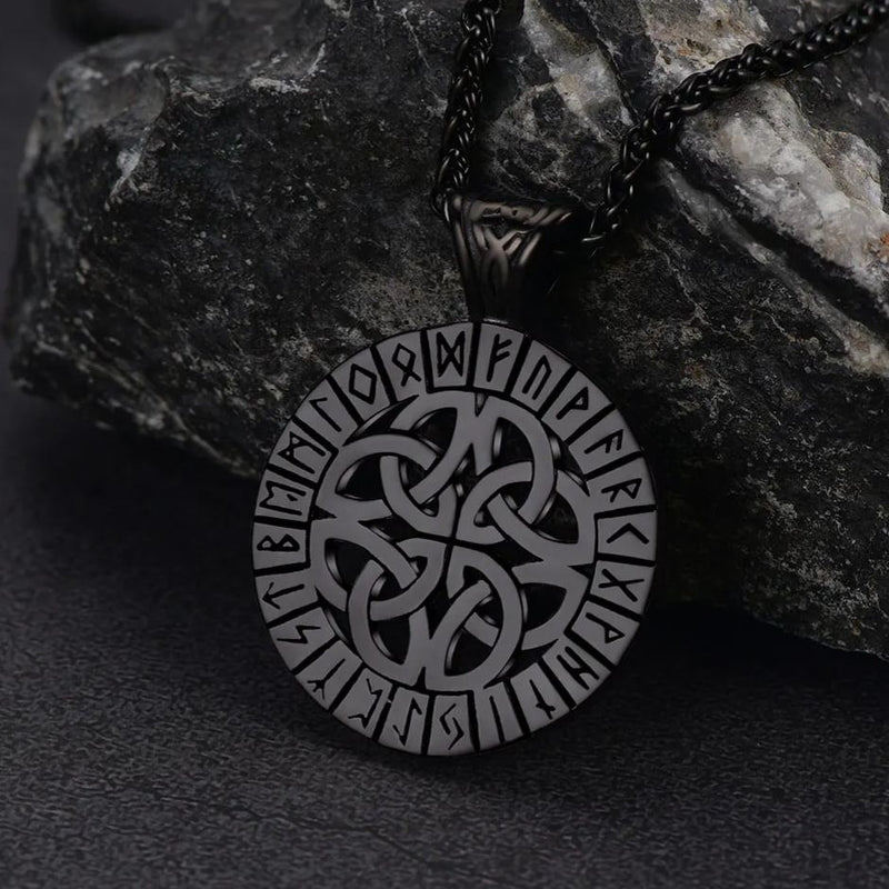 Irish Celtic Knot Necklace With Viking Runes for