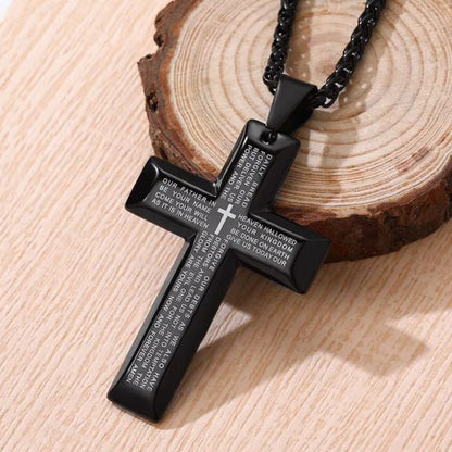 Christian Lord's Prayer Cross Necklace for