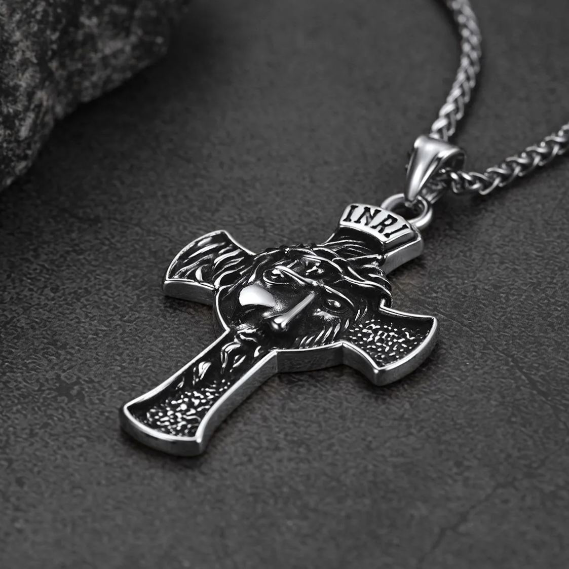 Flash Christian Christ Jesus Face Crucifix Cross Pendant Necklace