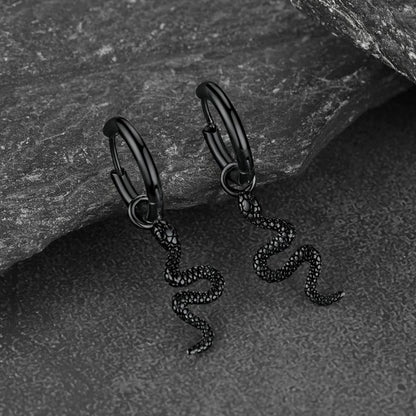 Punk Crawl Snake Drop Hoop Earrings for