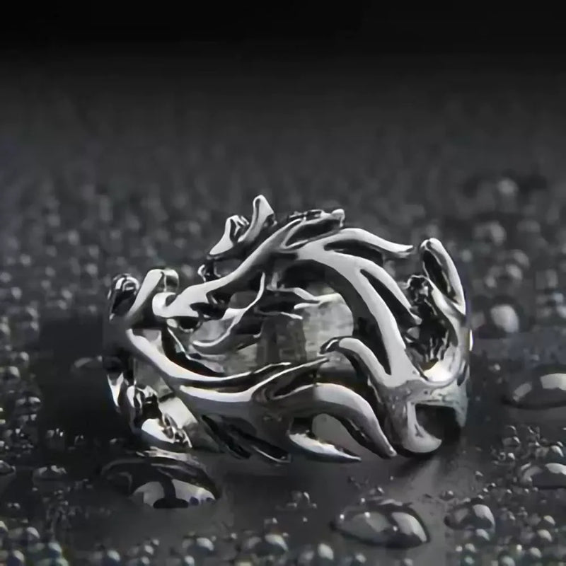 Stainless Steel Punk Flame Ring for
