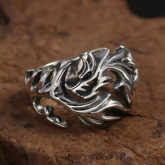 Stainless Steel Punk Flame Ring for