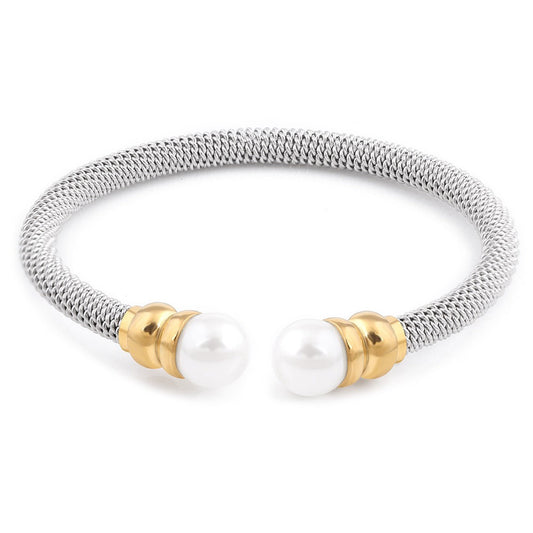 Imitation Pearl Bracelet for / Stainless Steel Bracelet in Gold and Silver Colour