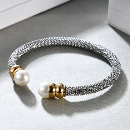 Imitation Pearl Bracelet for / Stainless Steel Bracelet in Gold and Silver Colour