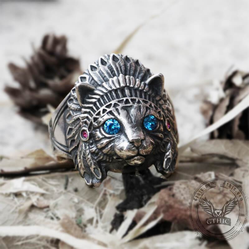 Indian Native Cat Sterling Silver Ring