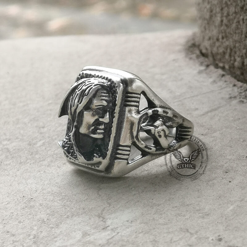 Indian Portrait Sterling Silver Ring