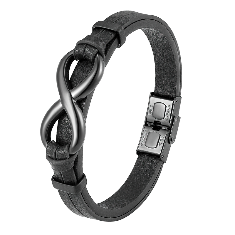 Infinity Logo Special Popular Pattern Bracelet / Stainless Steel Leather Bracelet