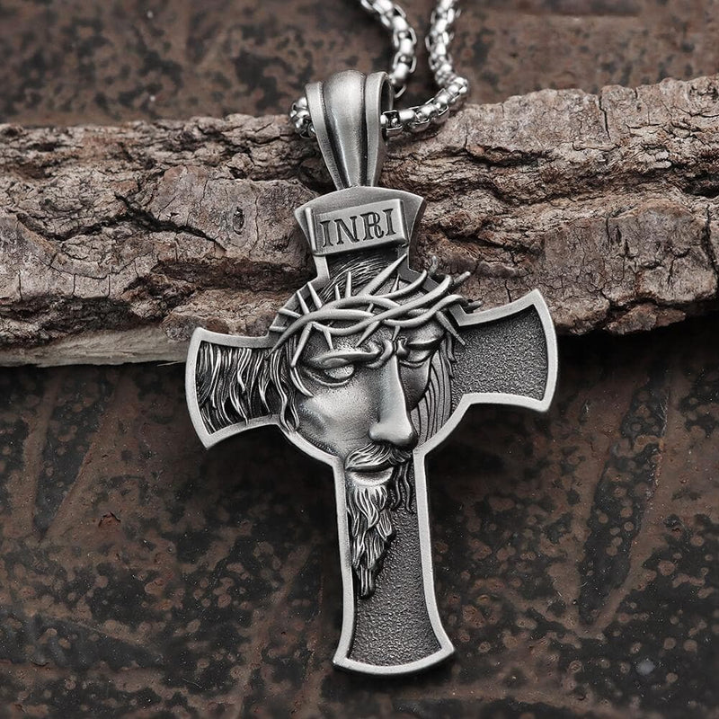Inri Christian Cross Pure Tin Necklace