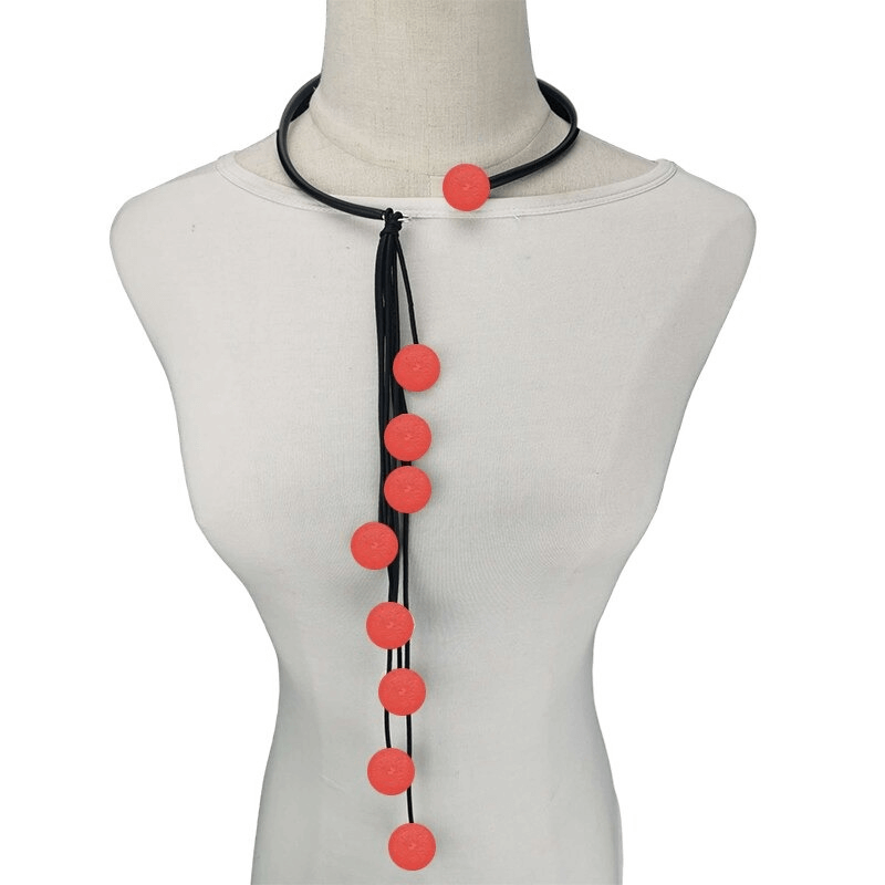 Interesting Tassel Long Rubber Necklaces / Handmade Original Wood Female Accessories