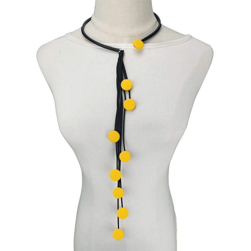 Interesting Tassel Long Rubber Necklaces / Handmade Original Wood Female Accessories