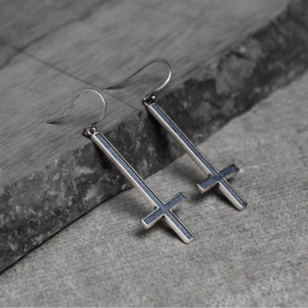 Inverted Cross Sterling Silver Earrings