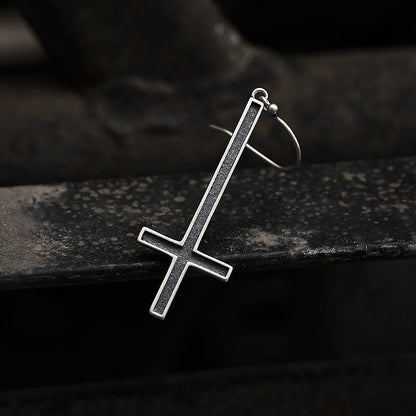 Inverted Cross Sterling Silver Earrings