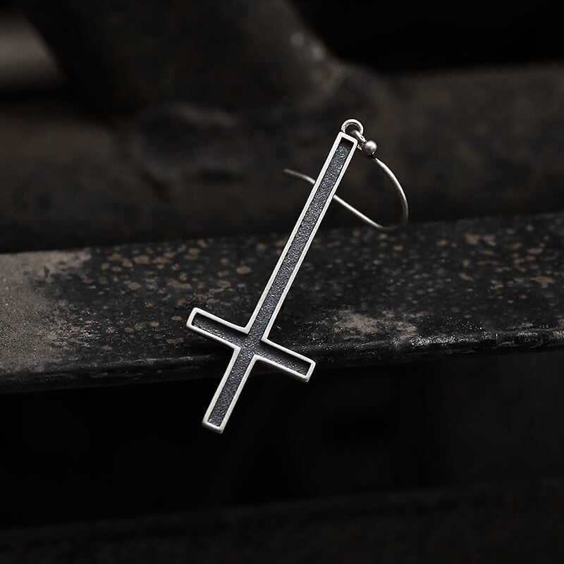 Inverted Cross Sterling Silver Earrings