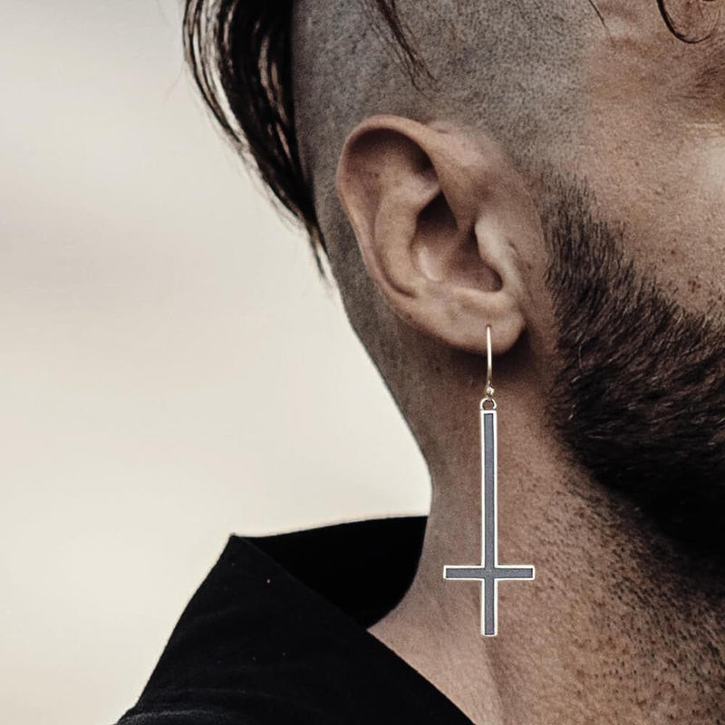 Inverted Cross Sterling Silver Earrings