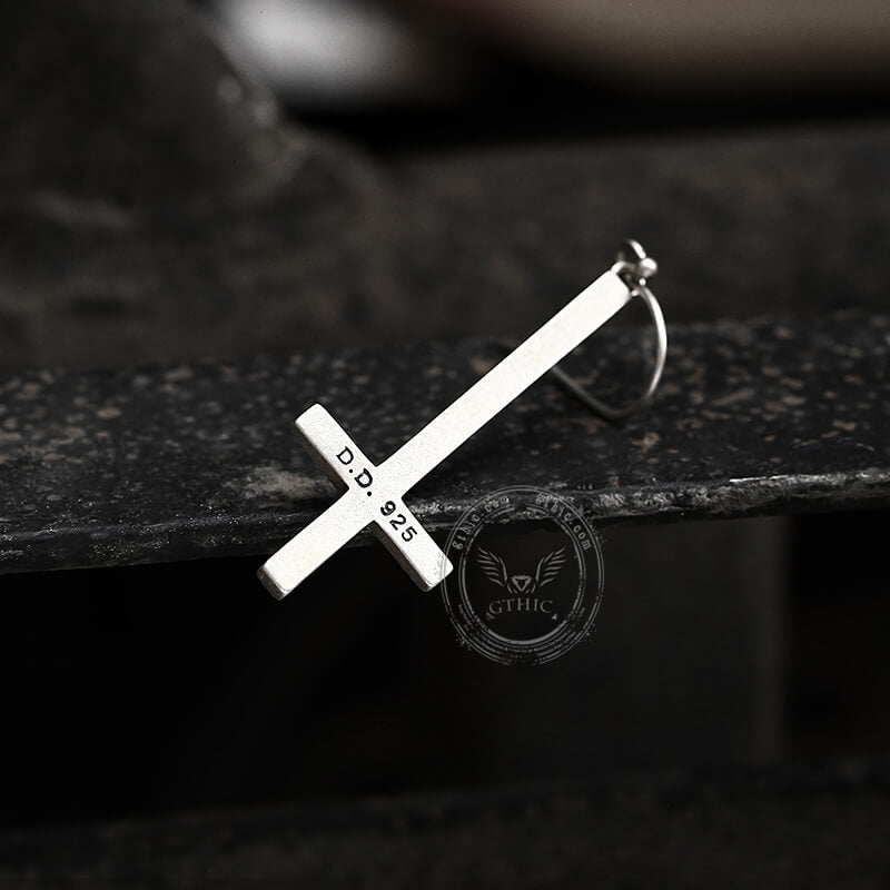 Inverted Cross Sterling Silver Earrings