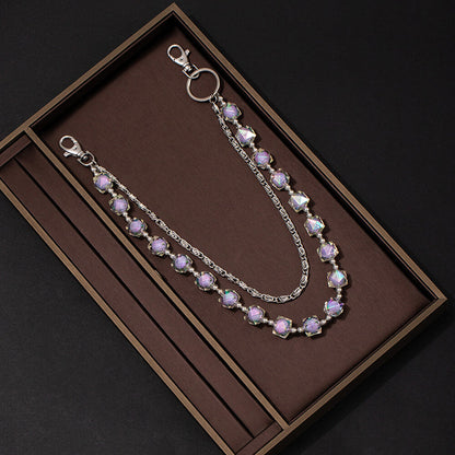 Iridescent Beaded Double-layer Hip-hop Alloy Pants Chain