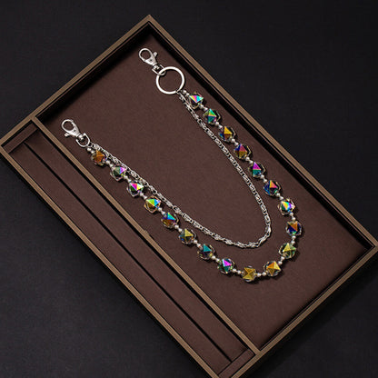 Iridescent Beaded Double-layer Hip-hop Alloy Pants Chain