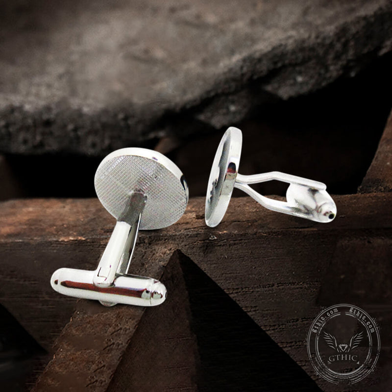 Iris Design Round Shaped Brass Cufflinks