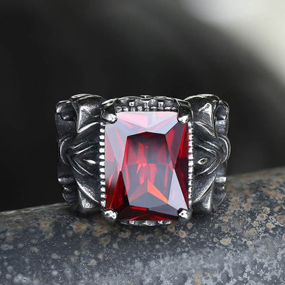 Iris Pattern Gem Stainless Steel Cz Ring