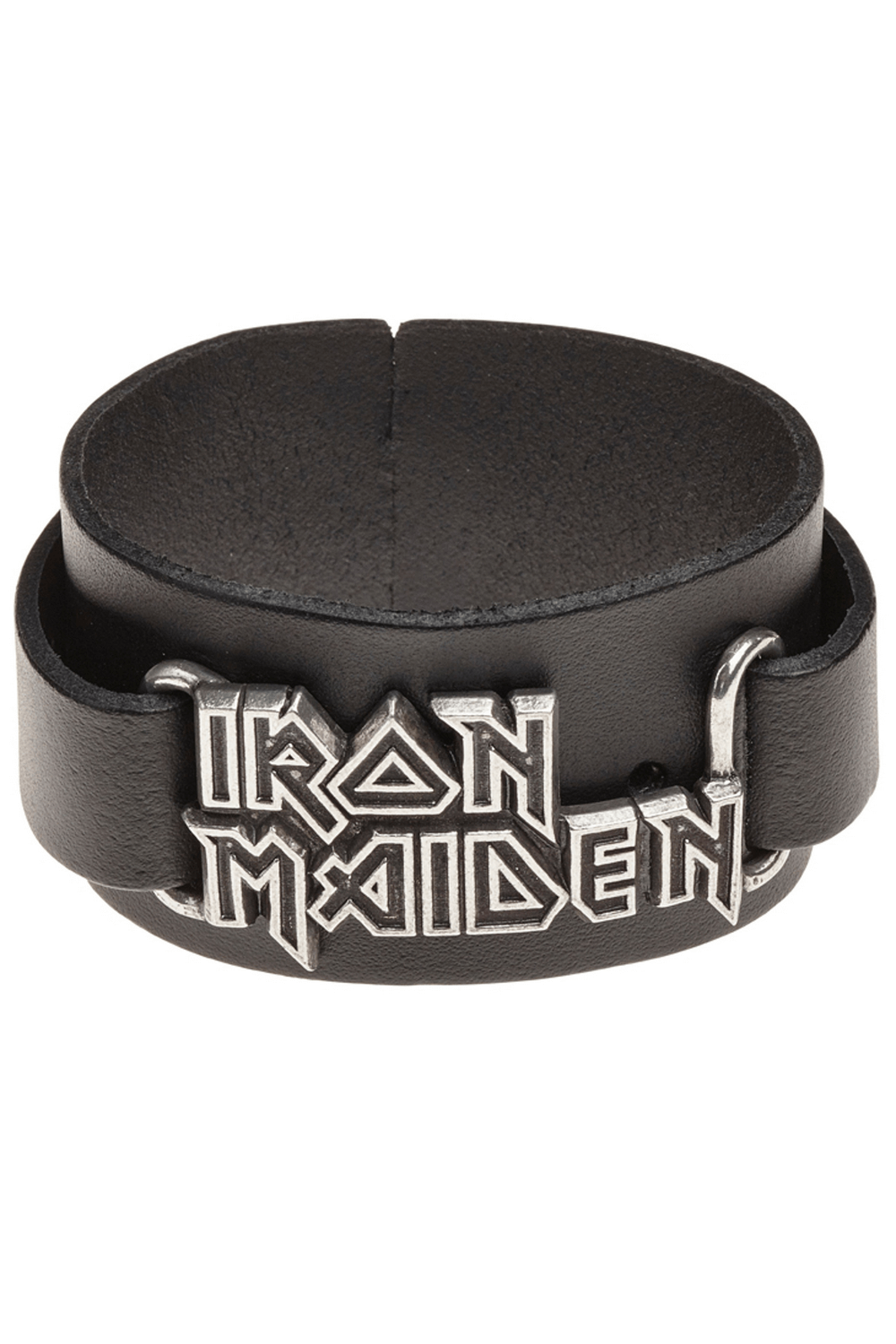 Iron Maiden Leather Wrist Strap With 3d Logo Plate