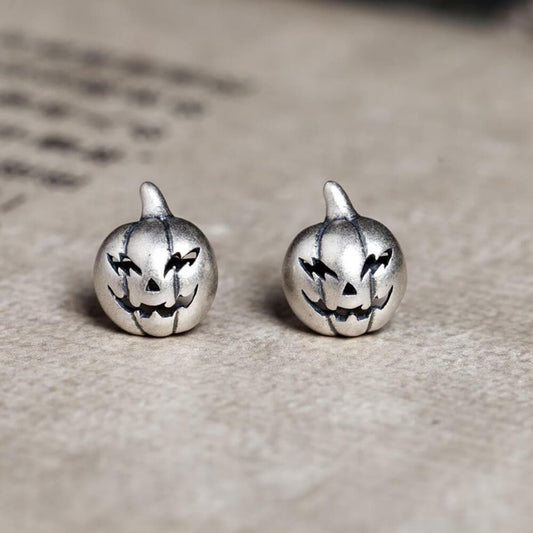 Jack-o'-lantern Sterling Silver Stud Earrings