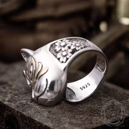 Japanese Hannya Mask Sterling Silver Ring