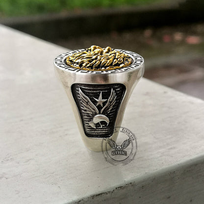 King of the Prairie Sterling Silver Lion Ring