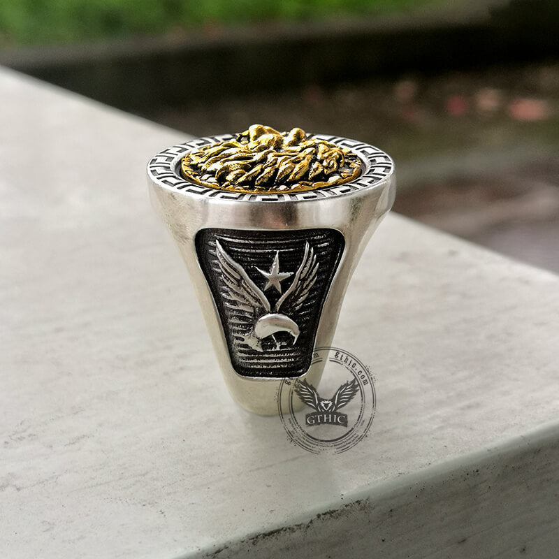 King of the Prairie Sterling Silver Lion Ring