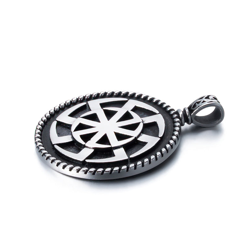 Kolovrat Pagan Stainless Steel Pendant / Slavic Symbol of the Sun / Unique Metal Jewelry
