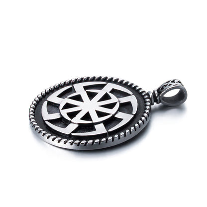 Kolovrat Pagan Stainless Steel Pendant / Slavic Symbol of the Sun / Unique Metal Jewelry