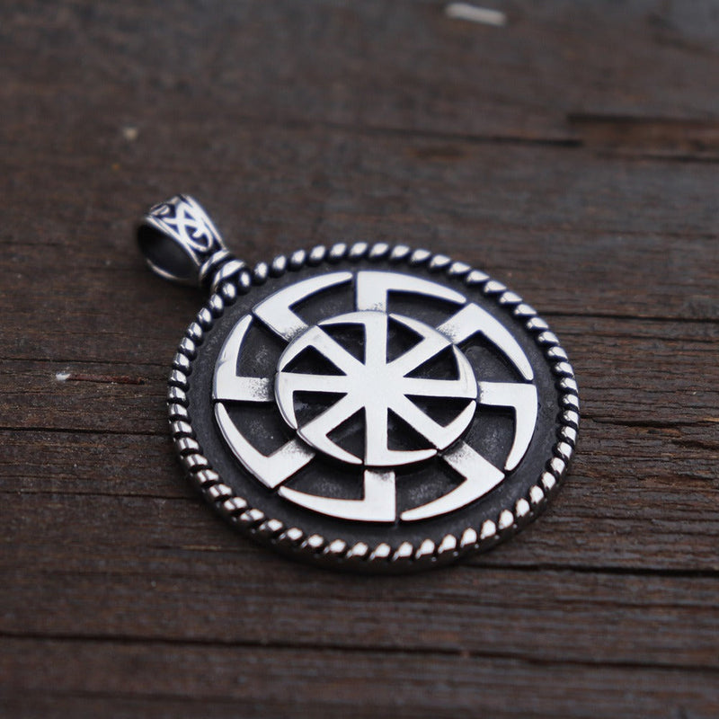 Kolovrat Pagan Stainless Steel Pendant / Slavic Symbol of the Sun / Unique Metal Jewelry