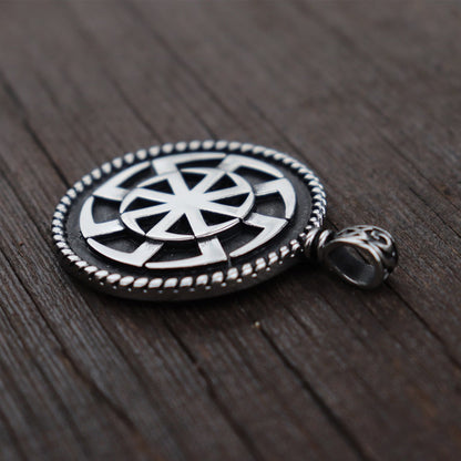 Kolovrat Pagan Stainless Steel Pendant / Slavic Symbol of the Sun / Unique Metal Jewelry