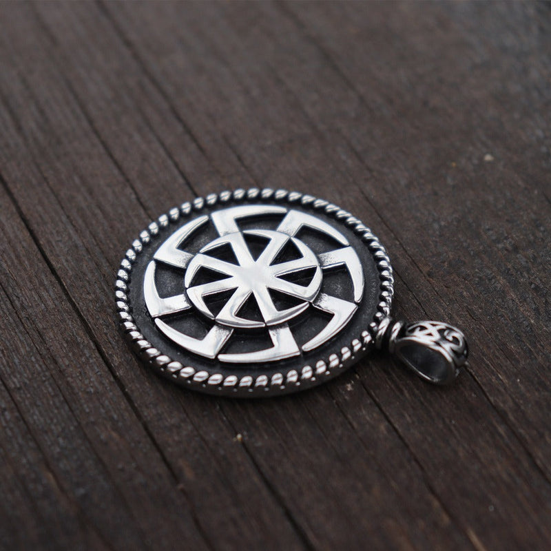 Kolovrat Pagan Stainless Steel Pendant / Slavic Symbol of the Sun / Unique Metal Jewelry